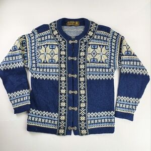 Vintage Nordstrikk Wool Cardigan Women S Blue Nordic Knit Made Norway